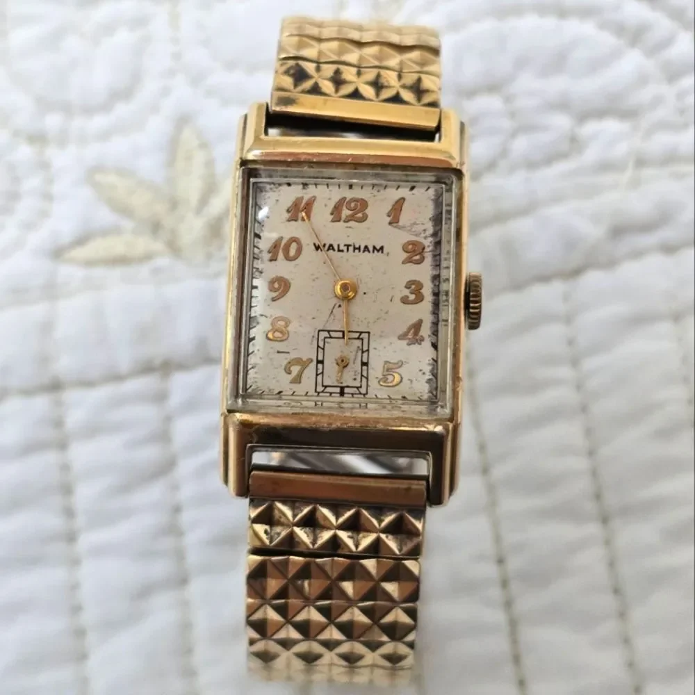 Vintage Waltham Art Deco Tank Watch 10K Gold Filled 17J Small Seconds Classic